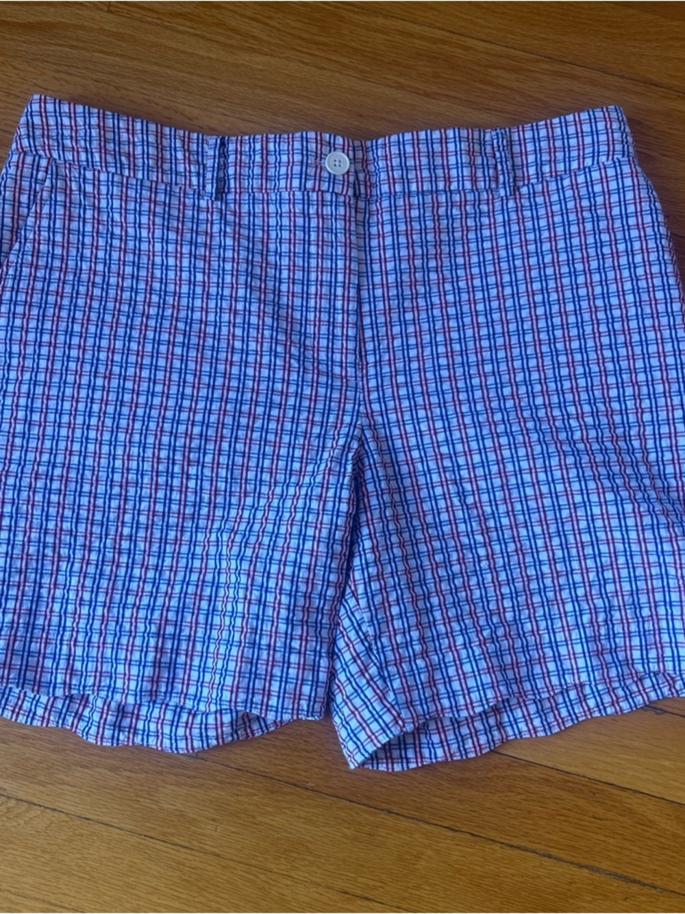 Talbots Blue, White and Red Plaid Cotton Shorts Size~ 14 - Picture 2 of 4